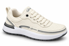 Men's Cream & Gray Lightweight Casual Sneakers – Cushioned Sports Shoes