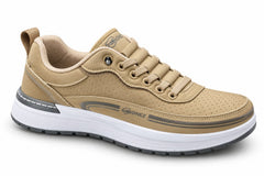 Men's Tan Casual Sneakers – Lightweight Lace-Up Shoes with Cushioned Sole