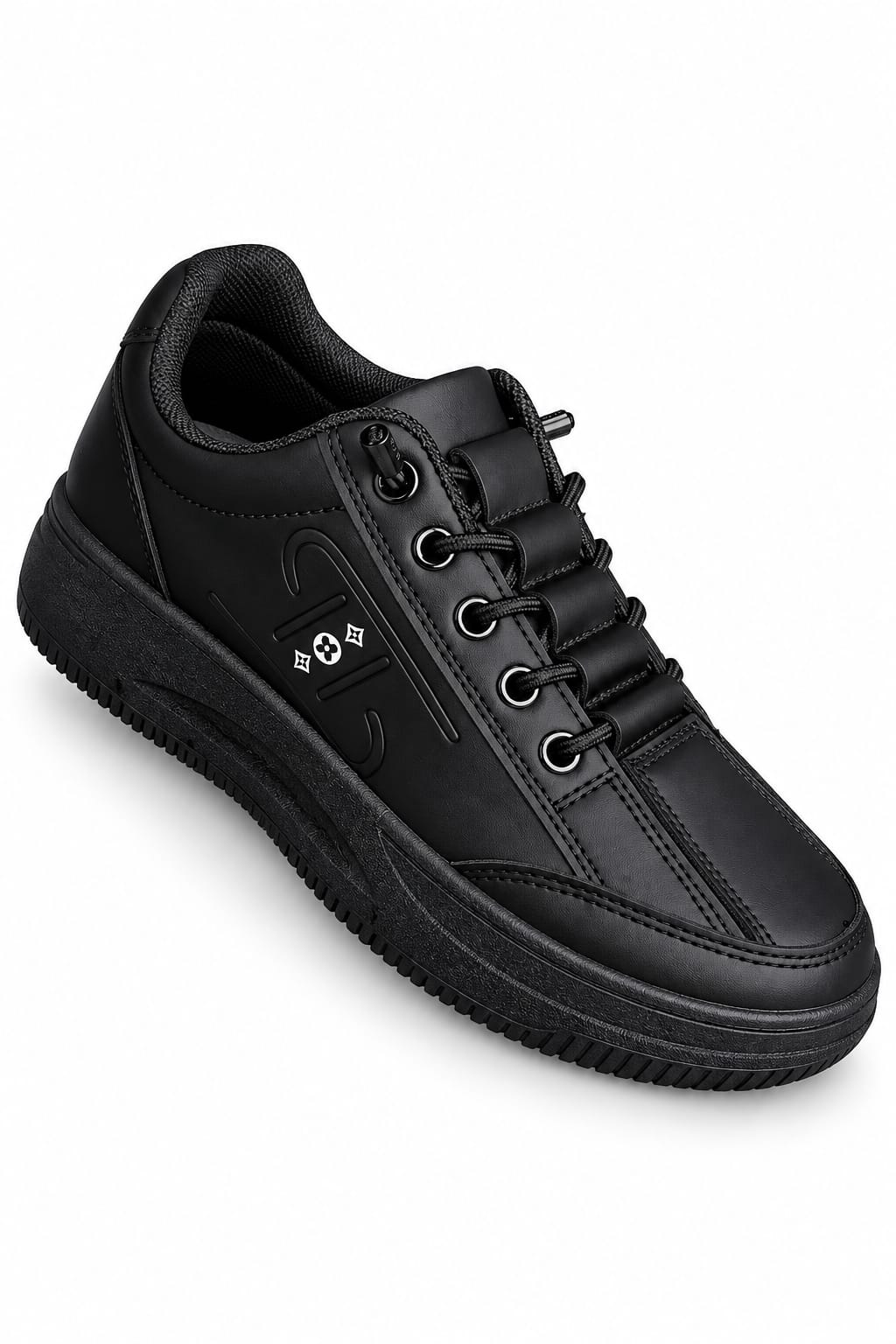 Men's Black Casual Sneakers – Stylish Lace-Up Everyday Shoes