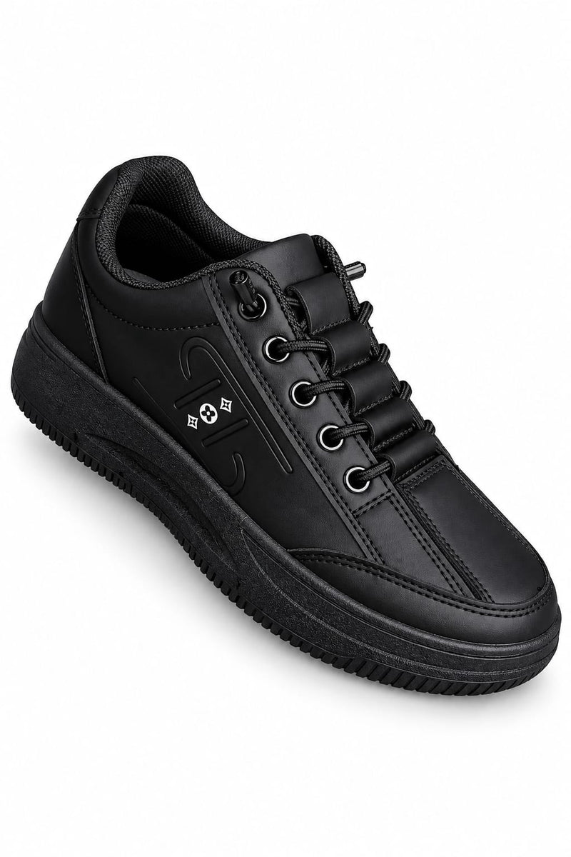 Men's Black Casual Sneakers – Stylish Lace-Up Everyday Shoes