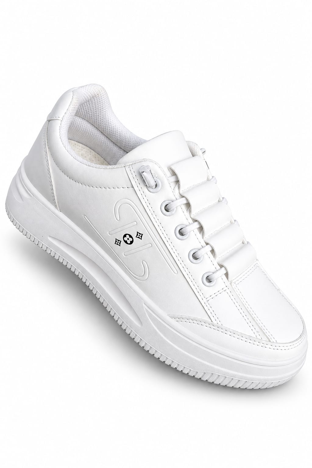 Women's White Casual Sneakers – Stylish Lace-Up Everyday Shoes