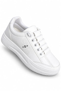 Women's White Casual Sneakers – Stylish Lace-Up Everyday Shoes