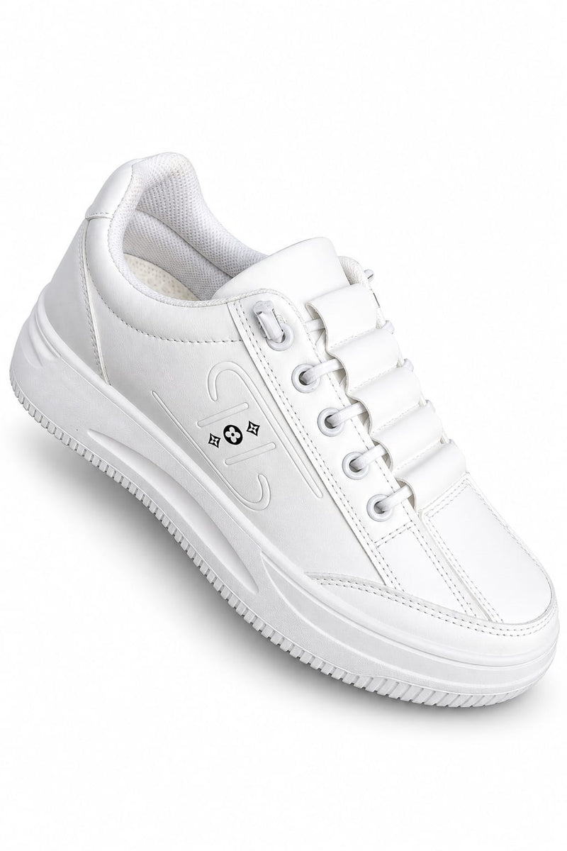 Women's White Casual Sneakers – Stylish Lace-Up Everyday Shoes