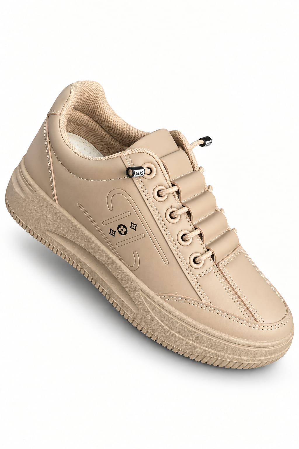 Women's Beige Casual Sneakers – Stylish Lace-Up Everyday Shoes