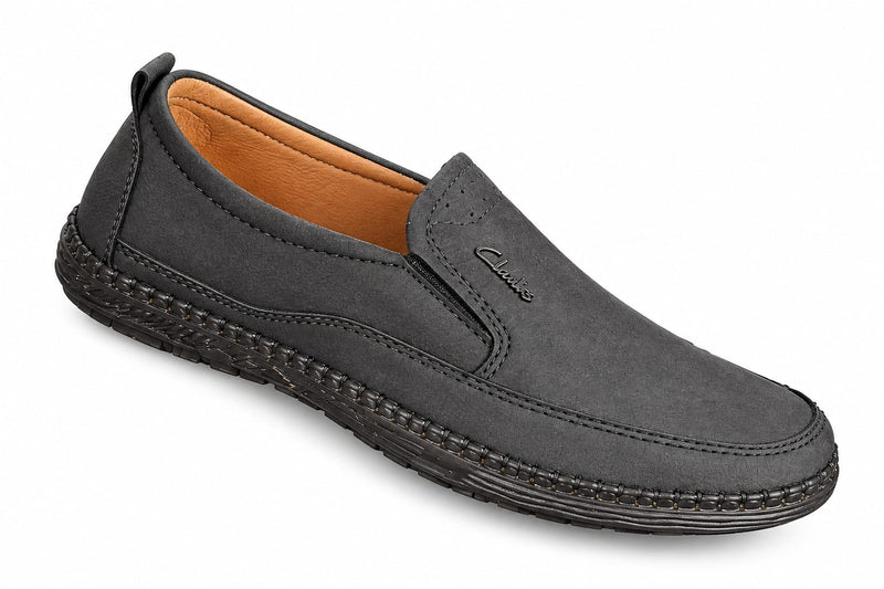 Men's Black Slip-On Loafers – Casual Comfort Shoes with Cushioned Insole, Lightweight Flexible Sole & Classic Design
