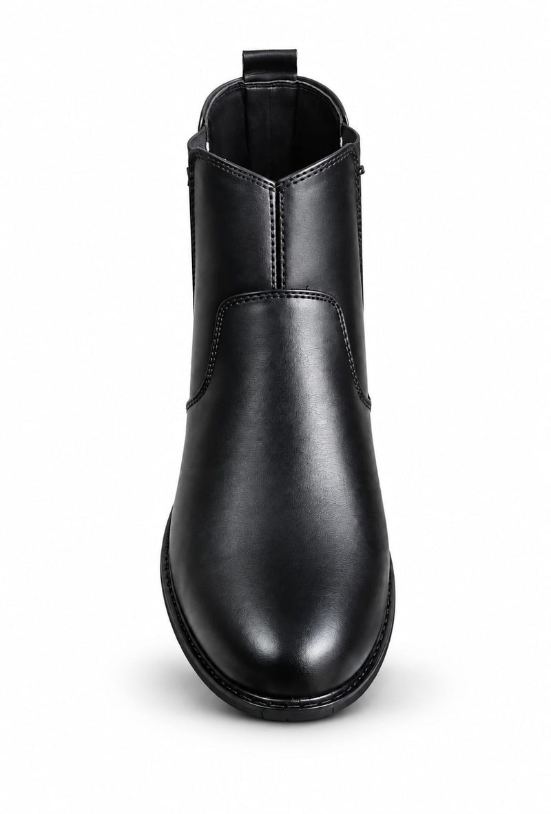 Men Ankle Long Black Boots – Classic Slip-On Ankle Shoes with Stylish Design, Comfortable Fit & Durable Sole