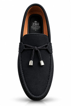 Men's Premium Casual Loafers with Bow Detail – Stylish Slip-On Shoes in Black & Mustard