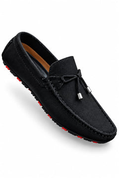 Men's Premium Casual Loafers with Bow Detail – Stylish Slip-On Shoes in Black & Mustard