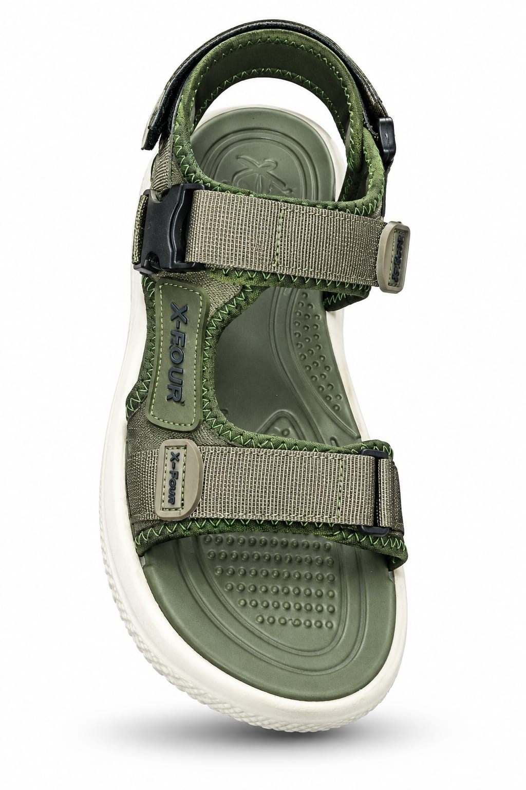 Men's Olive Green Adjustable Sport Sandals – Outdoor Strappy Sandals with Cushioned Footbed