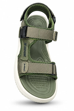 Men's Olive Green Adjustable Sport Sandals – Outdoor Strappy Sandals with Cushioned Footbed