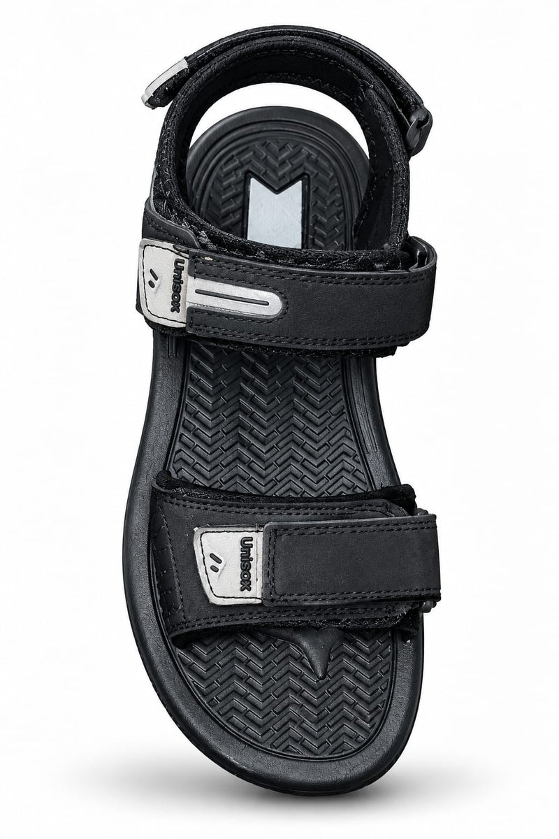 Men's Black Comfort Sandals | Adjustable Strap Casual Walking Sandals | Lightweight Anti-Slip Outdoor Sandals for Men