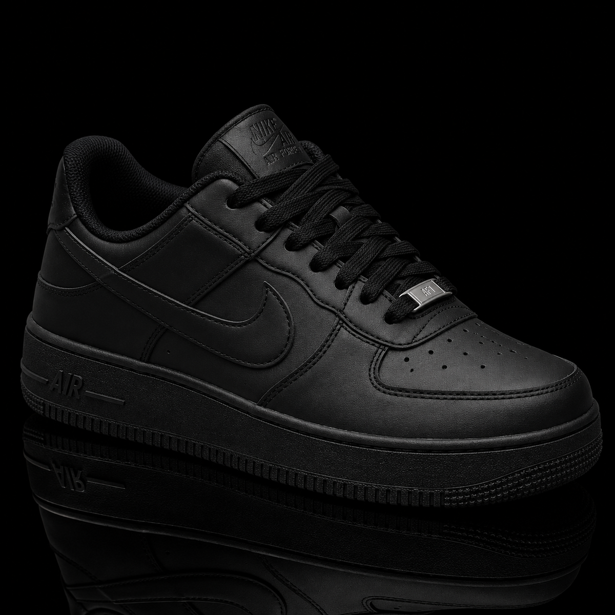 Men's All Black Air Force 1 Style Casual Sneakers – Premium Comfort Shoes