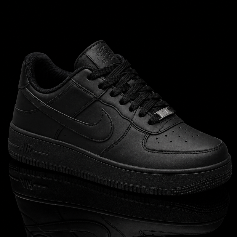 Men's All Black Air Force 1 Style Casual Sneakers – Premium Comfort Shoes