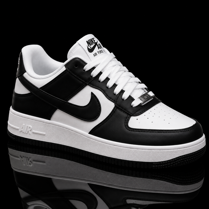 Men's Black & White Classic Sneakers – Stylish Casual Low-Top Shoes