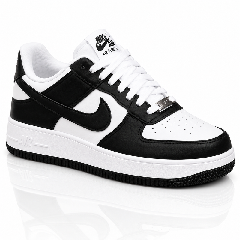 Men's Black & White Classic Sneakers – Stylish Casual Low-Top Shoes