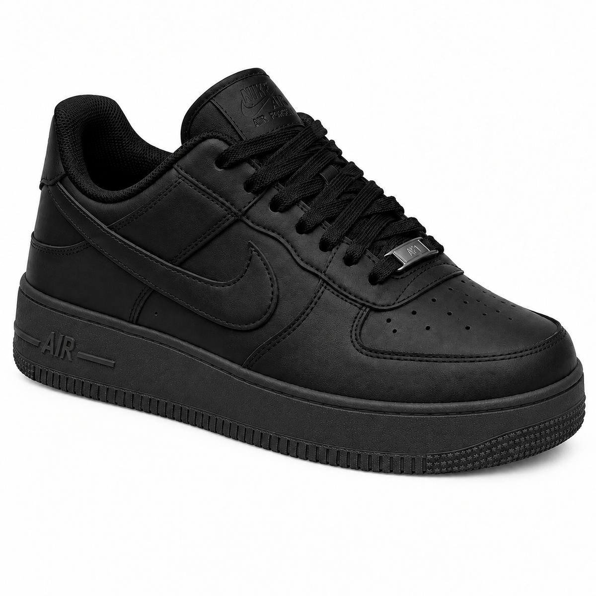 Men's All Black Air Force 1 Style Casual Sneakers – Premium Comfort Shoes