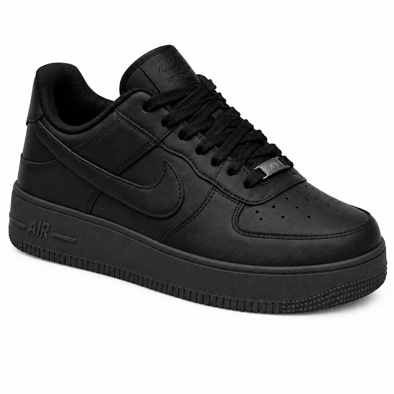 Men's All Black Air Force 1 Style Casual Sneakers – Premium Comfort Shoes