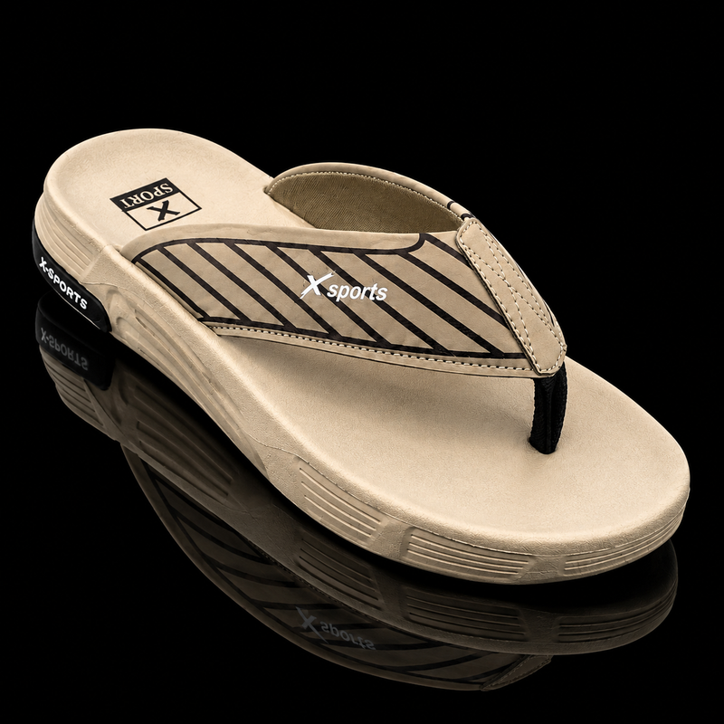 X Sports Men’s Casual Flip Flops & Comfortable Slippers – Stylish Beige Thong Sandals with Lightweight Soft Sole, Durable Everyday Footwear for Walking, Home & Outdoor Use