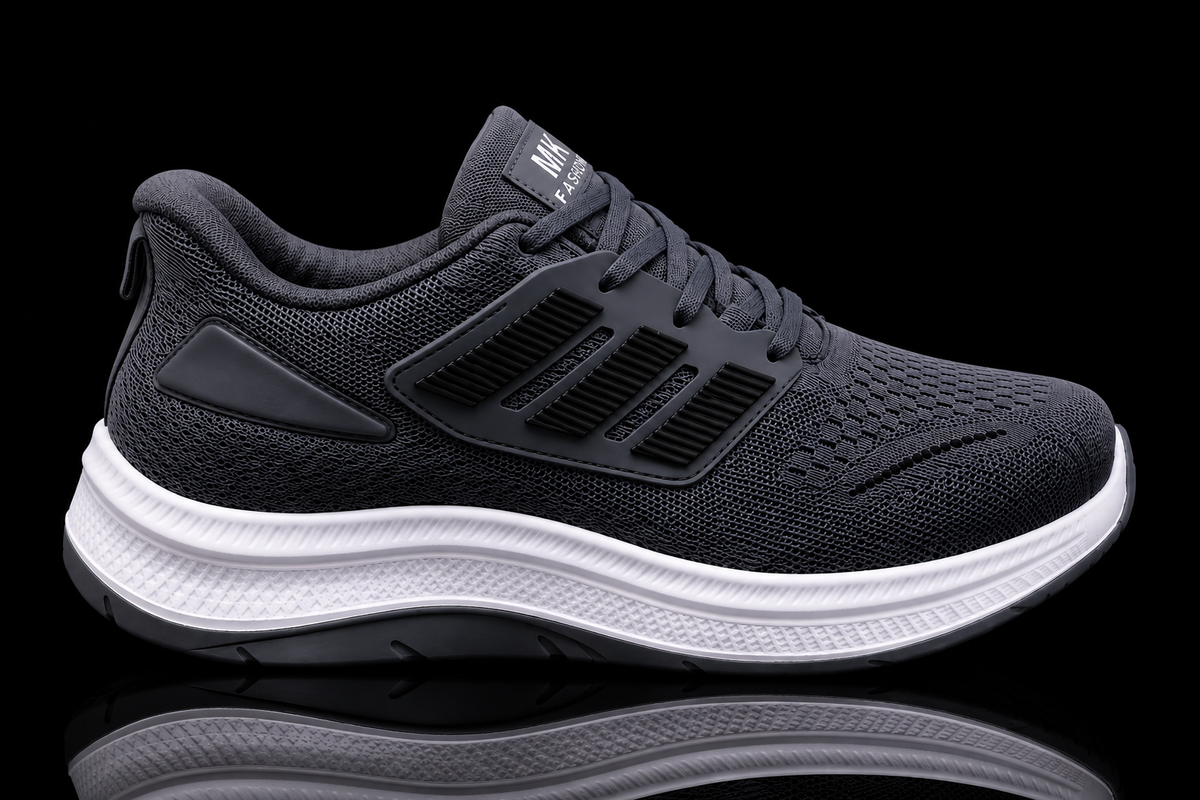 Men's Gray Lightweight Running Shoes – Cushioned Sports Sneakers