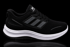 Men's Black & White Lightweight Running Shoes – Cushioned Sports Sneakers