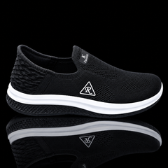 Men's Black & White Slip-On Sports Shoes – Lightweight Casual Sneakers